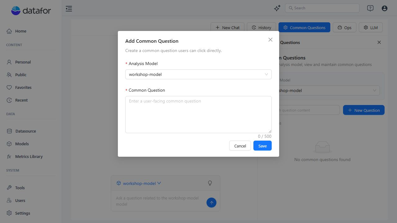 New Common Question form