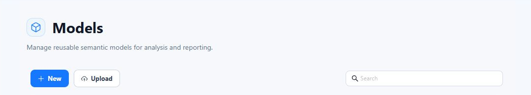Models page with the New button