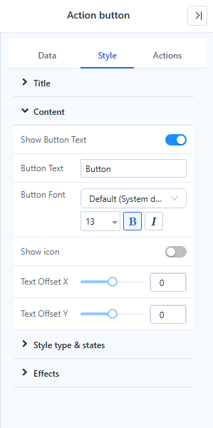 Style → Content of an Action button
