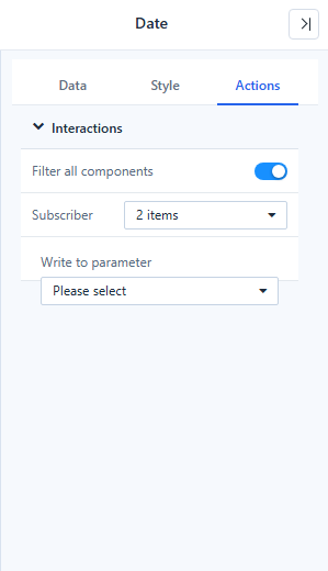 Date Interactions: Filter all components, the subscriber list and Write to parameter