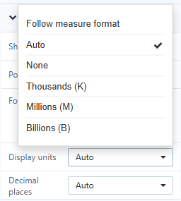 Display units options