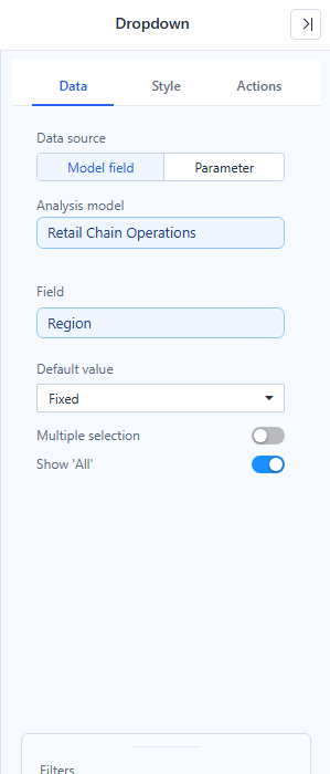 Dropdown Data settings bound to Region