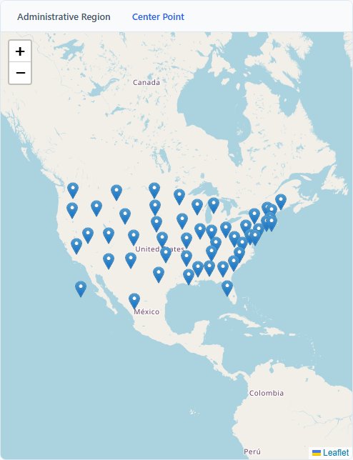 Center Point view with a point for each state of the United States