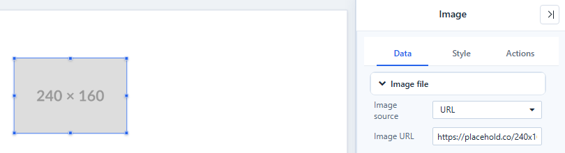 An Image component with Image source set to URL and an Image URL