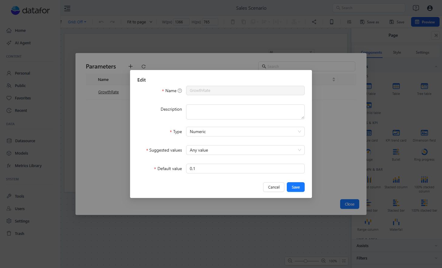 Report parameter configuration