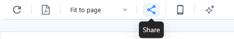 Report toolbar with the Share button highlighted and its tooltip