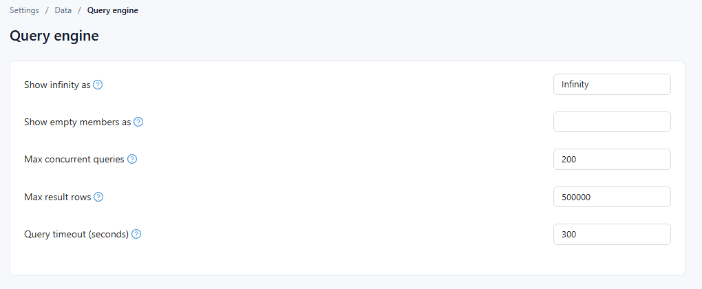 Query engine settings